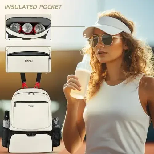 Ytonet Tennis Bag Tennis Backpack for Women Men 2 Rackets with Insulated Pocket Ventilated Shoe Compartment - 2