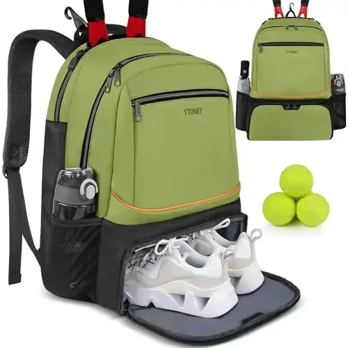 Ytonet Tennis Bag Tennis Backpack for Women Men 2 Rackets with Insulated Pocket Ventilated Shoe Compartment - 1