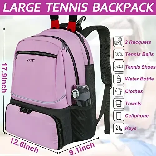 Ytonet Tennis Bag Tennis Backpack for Women Men 2 Rackets with Insulated Pocket Ventilated Shoe Compartment - 3