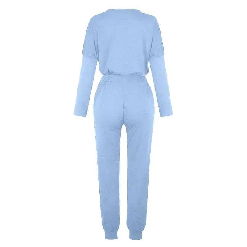 YUGYXL Women Tracksuits 2 Piece Set Lightweight Comfy Crew Neck Sweatshirt Waist Stretch Wide Leg Sweatpants Solid Color Sportwear Suit Fall Savings- - 6