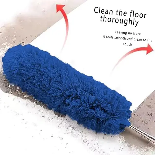 Yuibthr Cobweb Duster with Extension Pole, Bendable Microfiber Head Washable w 15-100 Inch Long Handle Dusters for Cleaning Ceiling Fan, Blinds, Furniture & Cars, Blue - 5