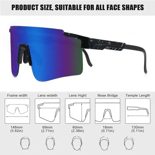 YuJian Sports Sunglasses for Men Women, UV Protection Outdoor Goggles for Baseball Cycling Fishing Golf - 4