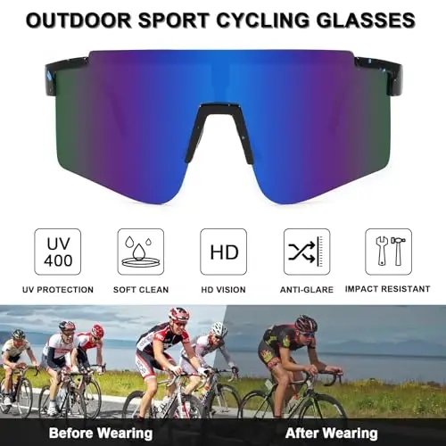 YuJian Sports Sunglasses for Men Women, UV Protection Outdoor Goggles for Baseball Cycling Fishing Golf - 5