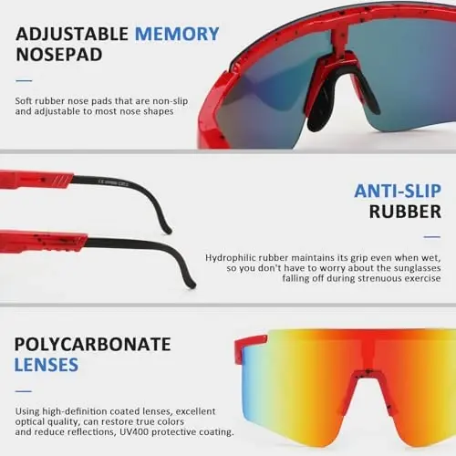 YuJian Sports Sunglasses for Men Women, UV Protection Outdoor Goggles for Baseball Cycling Fishing Golf - 3