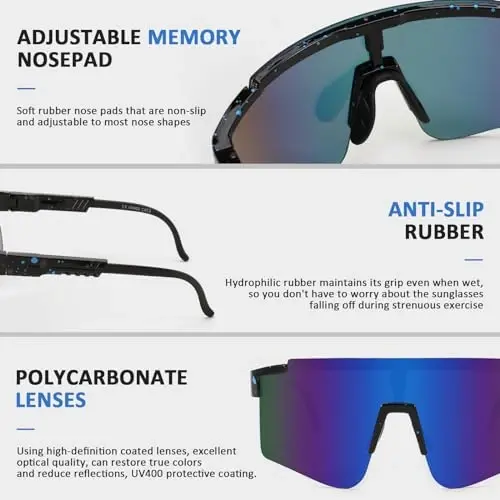 YuJian Sports Sunglasses for Men Women, UV Protection Outdoor Goggles for Baseball Cycling Fishing Golf - 3