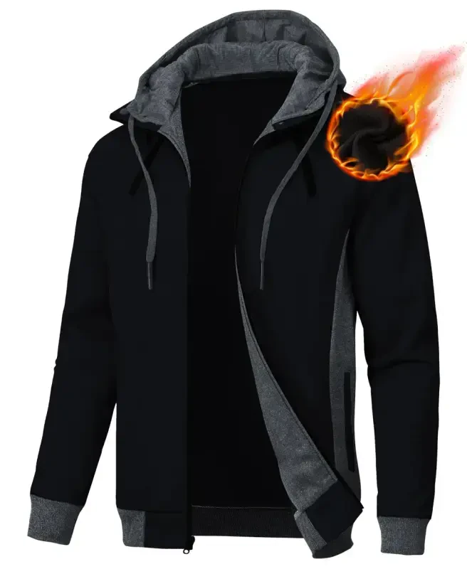 YuKaiChen Men's Zipper Hoodie Casual Hooded Sweatshirt Fleece Jacket Black-XL - 6