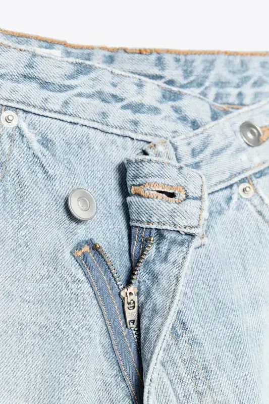 YÜKSEK BEL ÇAPRAZ KESİM TRF GENİŞ PAÇA JEAN-Açık mavi - 7