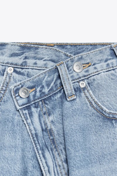 YÜKSEK BEL ÇAPRAZ KESİM TRF GENİŞ PAÇA JEAN-İndigo - 10