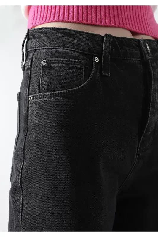 900 Larıs Normal Kesim Yüksek Bel Düz Paça Denım Kadın Pantolon Cl1062320 - 5