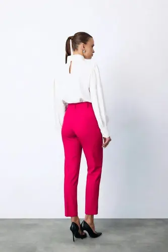 Yüksek Bel Kemerli Pantolon- pembe - pembe - 5
