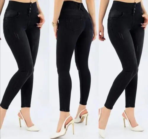 Yüksek Bel Likralı Kot Pantolon - 1