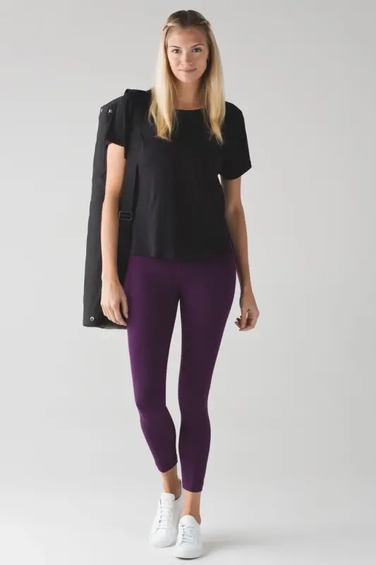 Yüksek Bel Parlak Disco Tayt-12 Renk-toparlayıcı,spor,trend-Mürdüm - GMS