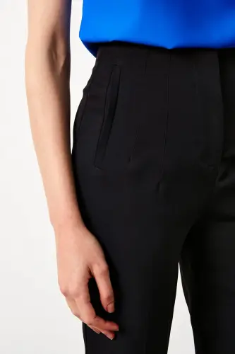 Yüksek Bel Pensli Pantolon - Siyah - SİYAH - SATEEN (1)
