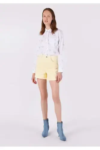 Mom Short Yüksek Bel Kadın Açik Kahve Jean Şort - 3