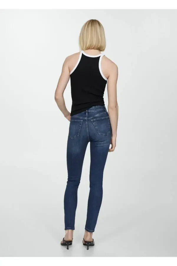 Yüksek Bel Skinny Jean-Koyu Mavi - 7