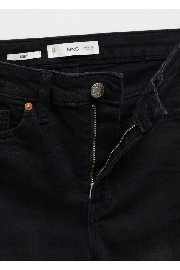 Yüksek Bel Skinny Jean-Siyah denim - 2