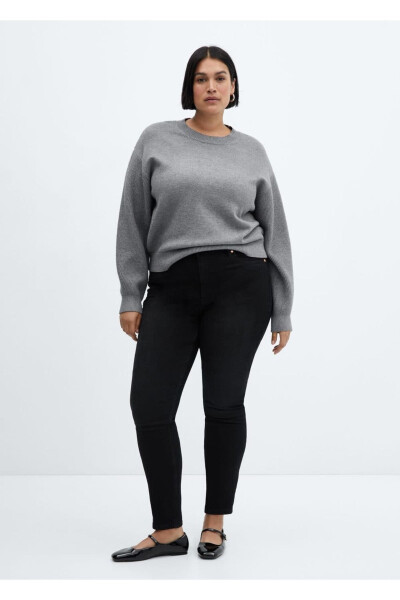 Yüksek Bel Skinny Jean-Siyah denim - 4