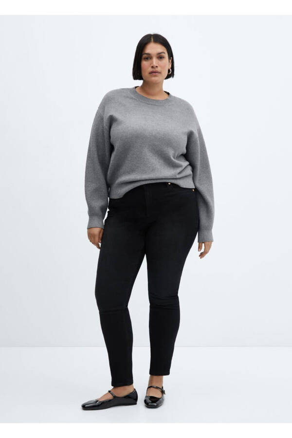 Yüksek Bel Skinny Jean-Siyah denim - 4