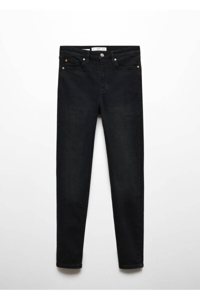 Yüksek Bel Skinny Jean-Siyah denim - 7