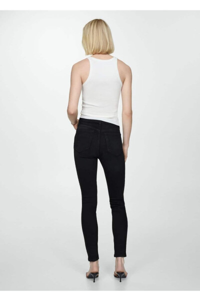 Yüksek Bel Skinny Jean-Siyah denim - 8