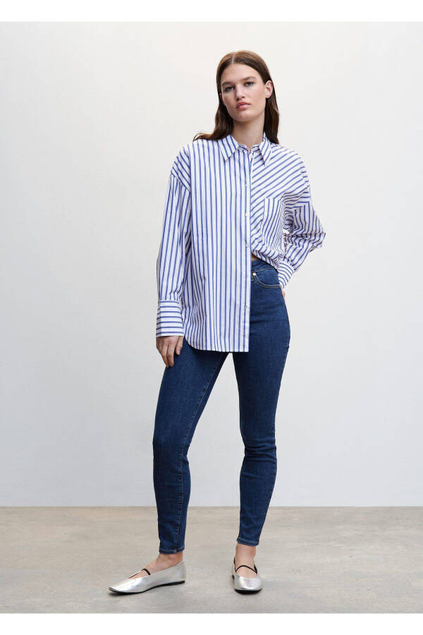 Skinny-Jeans mit hoher Taille - Dunkelblau - 1