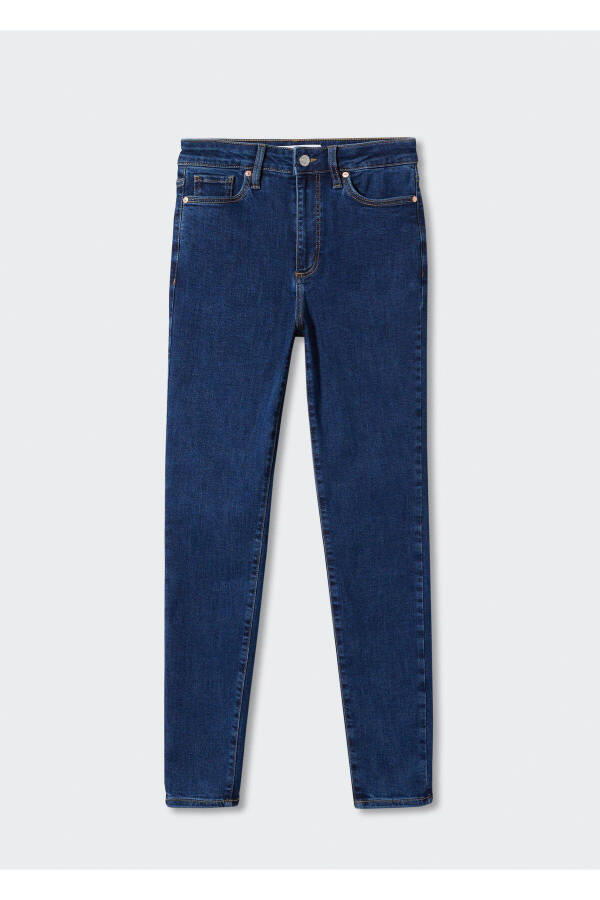 Skinny-Jeans mit hoher Taille - Dunkelblau - 3