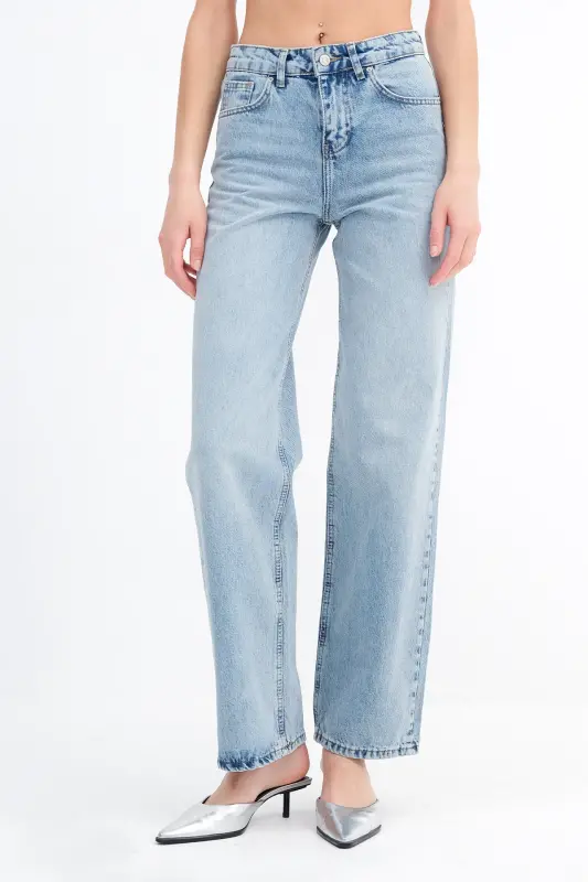 Yüksek Bel Wide Leg Jean Pantolon PN8575-PNK-Kar Ykm - 2