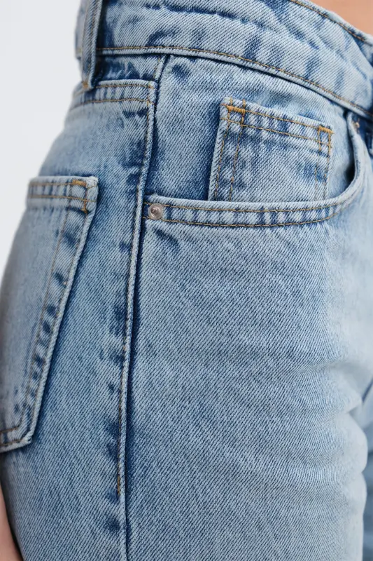 Yüksek Bel Wide Leg Jean Pantolon PN8575-PNK-Kar Ykm - 3