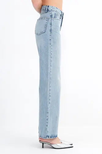 Yüksek Bel Wide Leg Jean Pantolon PN8575-PNK-Kar Ykm - 4
