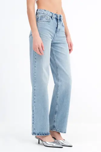 Yüksek Bel Wide Leg Jean Pantolon PN8575-PNK-Kar Ykm - 5