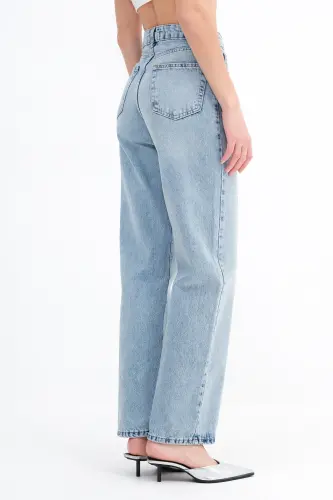 Yüksek Bel Wide Leg Jean Pantolon PN8575-PNK-Kar Ykm - 6