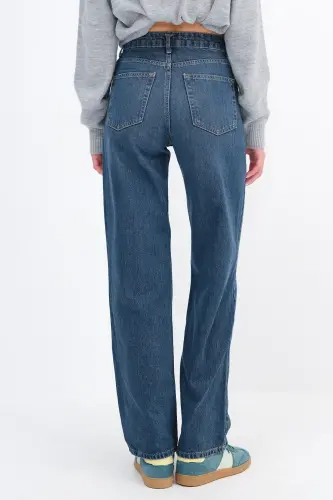 Yüksek Bel Wide Leg Jean Pantolon PN8575-PNK-Tint - 5