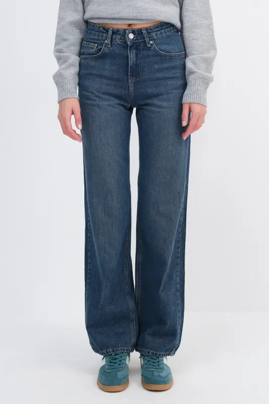 Yüksek Bel Wide Leg Jean Pantolon PN8575-PNK-Tint - 6