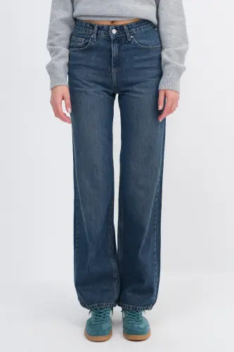 Yüksek Bel Wide Leg Jean Pantolon PN8575-PNK-Tint - 6