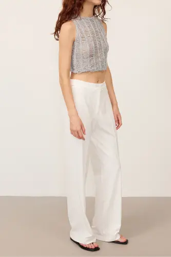Yüksek Bel Wide Leg Pantolon PN8130 - DK14 - Ekru - 5