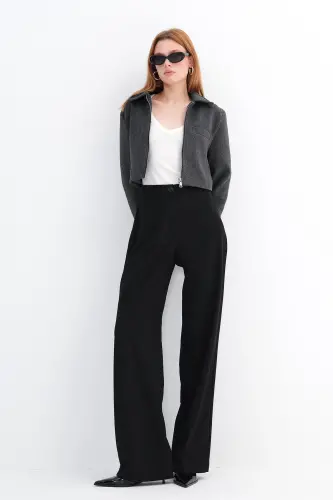 Yüksek Bel Pantolon PN8130-R4 - Siyah 
