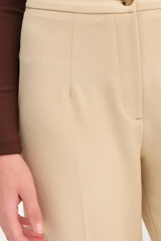 Yüksek Bel Wide Leg Pantolon PN8130-R4-Bej - 3