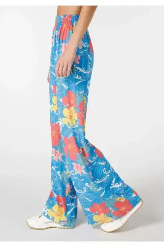 Regular Fit Yüksek Bel Geniş Paça Kadın Çok Renkli Pantolon - 4