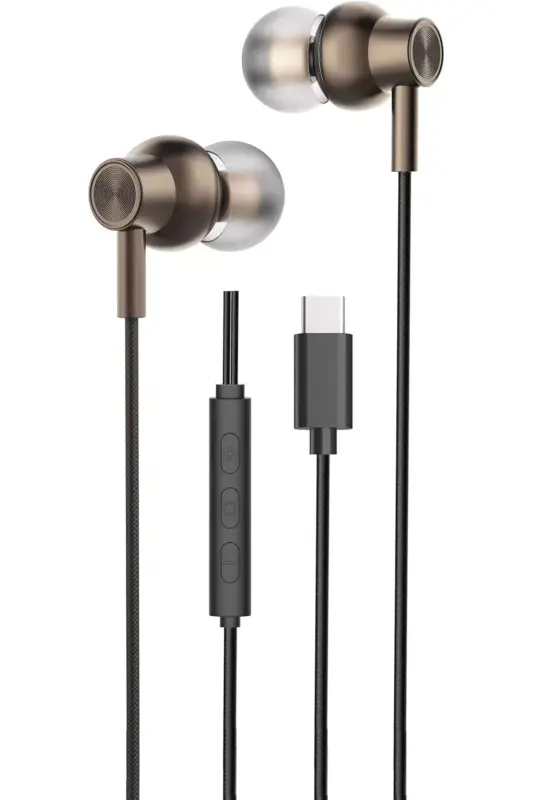 Yüksek Kaliteli iPad iPhone 15/16/16 Plus/17 Pro Max Uyumlu Kulaklık Silikon Uçlu Manyetik Mıknatslı - Kahverengi - 1