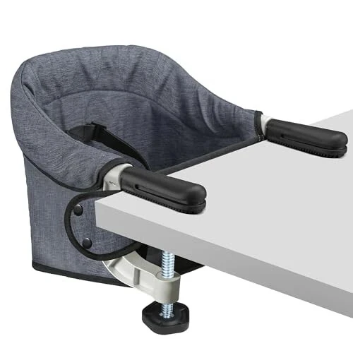 Hook On High Chair, Jozzve Baby High Chair, Portable High Chair for Travel, Foldable Fast Table Chair with Storage Bag, Baby Feeding Seat Clip On High Chair for Home and Travel (Grey) - JOZZVE