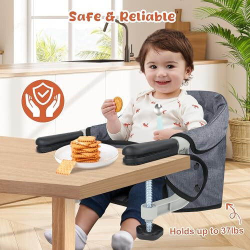 Yüksek Sandalye Askısı, Jozzve Bebek Yüksek Sandalyesi, Seyahat İçin Taşınabilir Yüksek Sandalye, Saklama Çantası ile Katlanabilir Hızlı Masa Sandalyesi, Ev ve Seyahat İçin Bebek Besleme Koltuğu Klipsli Yüksek Sandalye (Gri) - 20