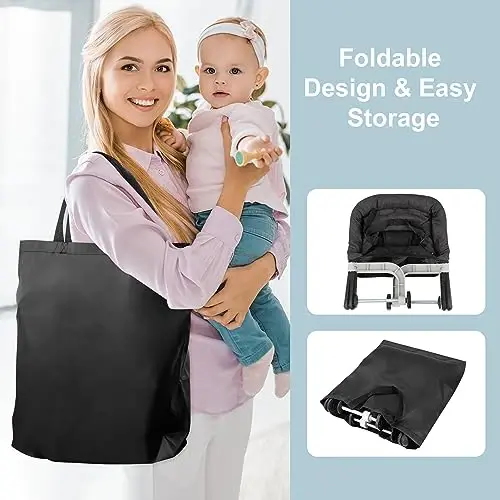 Hook On High Chair, Jozzve Baby High Chair, Portable High Chair for Travel, Foldable Fast Table Chair with Storage Bag, Baby Feeding Seat Clip On High Chair for Home and Travel (Brown) - 5