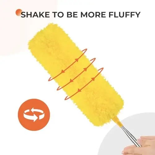 Dusters for Cleaning High Ceiling Fan, Newliton Microfiber Feather Duster with 30'' to 100'' Telescoping Extension Pole, Long Extendable Duster for Home Car Furniture Cobweb, Yellow - 6