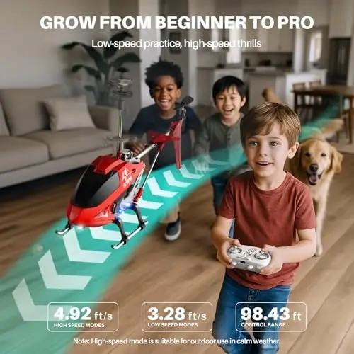 SYMA S107H-E RC Helicopter for Kids 8-12 and Beginners, Remote Control Helicopter with Altitude Hold, 2 Speed Modes, Whole Alloy Toy for Boys Girls Indoor Gift - 5