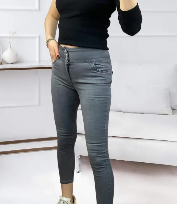 Yüksel Bel Likralı Kot Pantolon (Gri) - 2