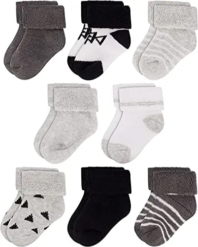Rising Star Baby Socks for Boys & Girls - Newborn to 12 Months - Thick Cotton Terry Cuff Socks 