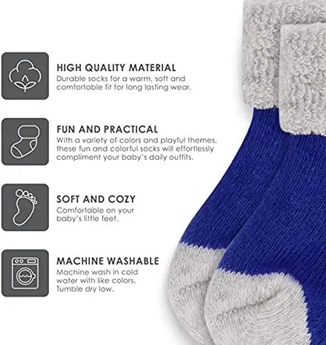 Rising Star Baby Socks for Boys & Girls - Newborn to 12 Months - Thick Cotton Terry Cuff Socks - MODAZONE (1)
