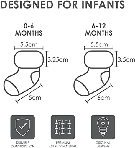 Rising Star Baby Socks for Boys & Girls - Newborn to 12 Months - Thick Cotton Terry Cuff Socks - 6