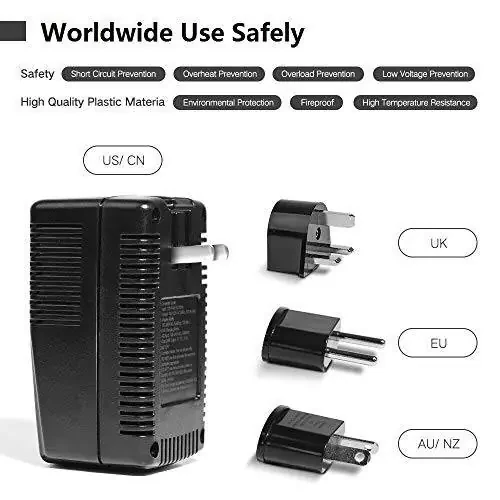 TryAce 2000W Travel Voltage Converter Step Down 220v to 110v Power Converter for Hair Dryer Curling Iron Straightener, 10A Power Adapter with 2 USB Charging Ukraine/EU/UK/AU/US Worldwide Plug - 7