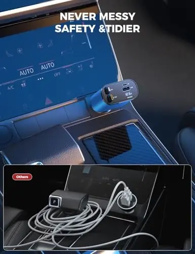 【Upgraded】 SUPERONE Retractable Car Charger 4 in 1, Fast Car Phone Charger with Cord 2.6ft, USB C and Apple Car Charger Adapter, Compatible with iPhone 17/16/15/15 Pro Max/14/13/12/11, Galaxy, Pixel - 6